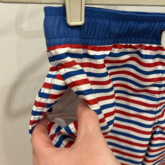 Hanna Andersson Red, White, and Blue Striped Swim Trunks Boys Size 10 - Picture 4 of 7